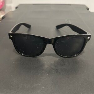 Black Sunglasses with Glossy Finish and Silver Accents